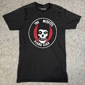 Misfits T-Shirt Mens Small Black Fiend Club Skull Graphic Punk Rock Band Tee